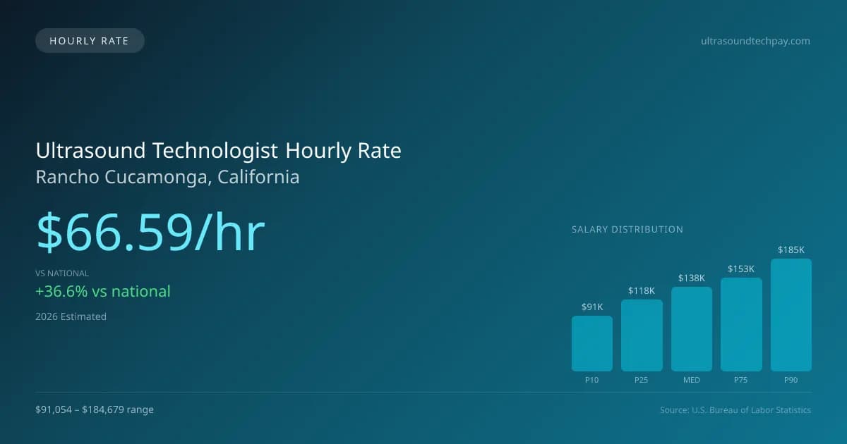 Ultrasound Technologist Hourly Rate in Rancho Cucamonga, CA — 2026 est., based on 2025 BLS