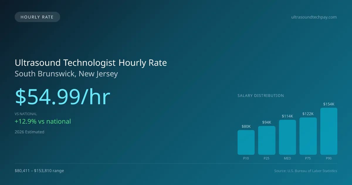 Ultrasound Technologist Hourly Rate in South Brunswick, NJ — 2026 est., based on 2025 BLS