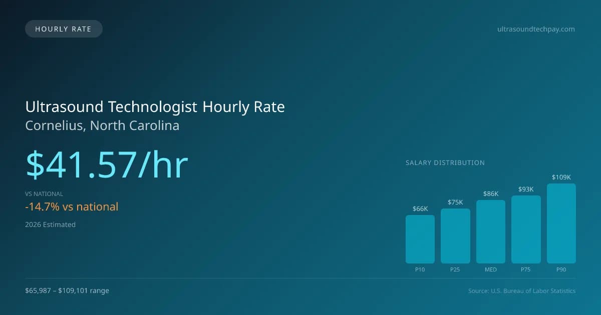 Ultrasound Technologist Hourly Rate in Cornelius, NC — 2026 est., based on 2025 BLS