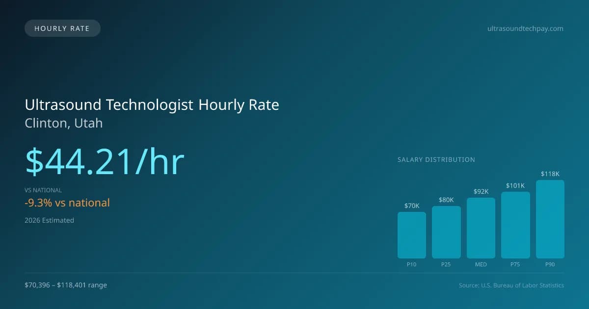 Ultrasound Technologist Hourly Rate in Clinton, UT — 2026 est., based on 2025 BLS