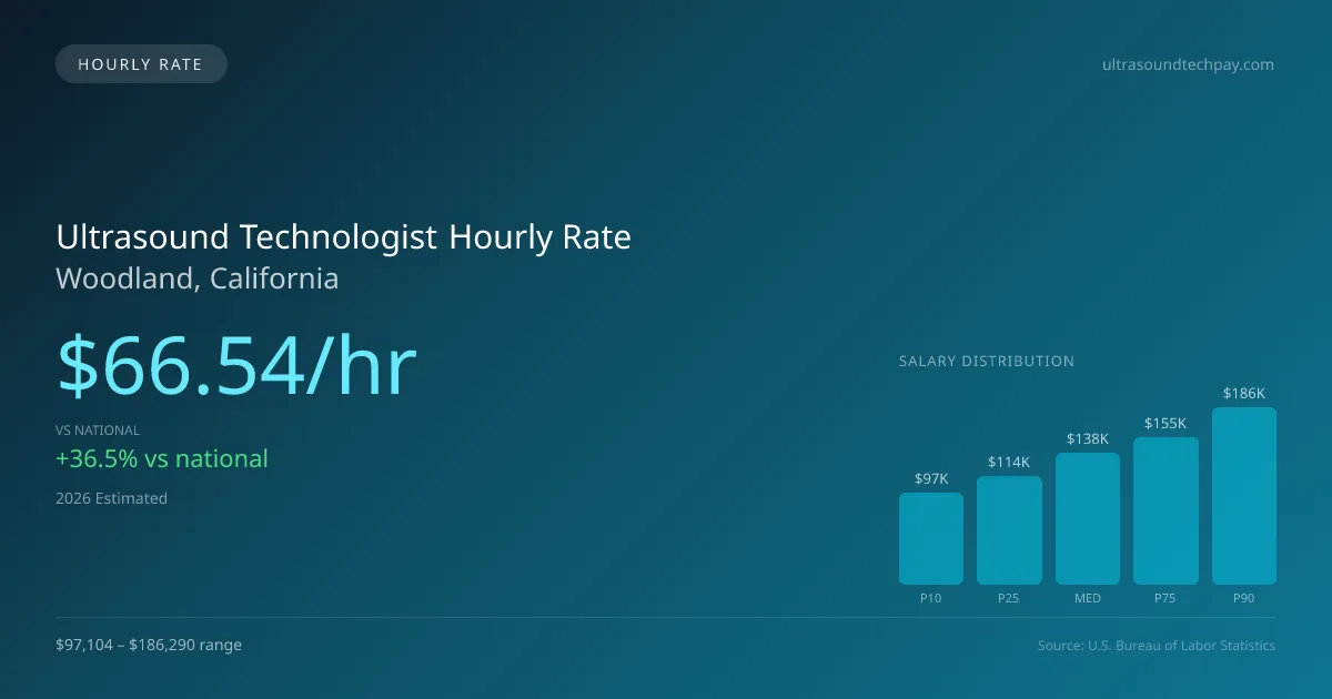 Ultrasound Technologist Hourly Rate in Woodland, CA — 2026 est., based on 2025 BLS