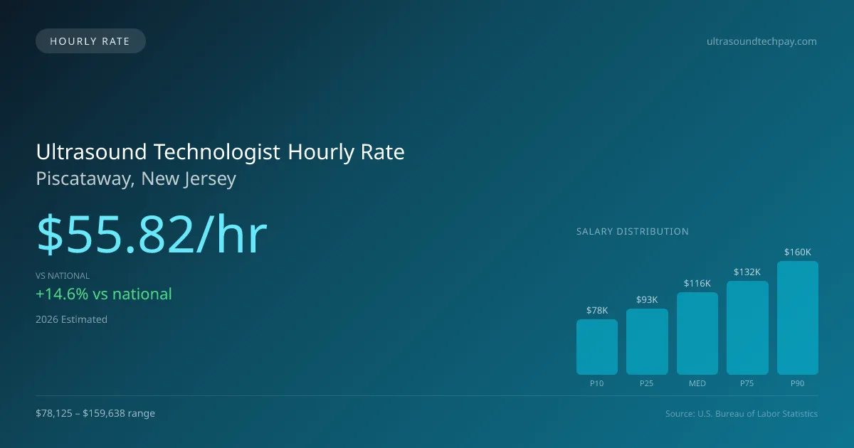 Ultrasound Technologist Hourly Rate in Piscataway, NJ — 2026 est., based on 2025 BLS